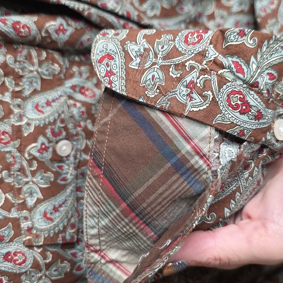 Roper Paisley Print Men's Shirt - Brown  Size Large - Picture 5 of 6
